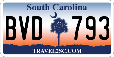SC license plate BVD793