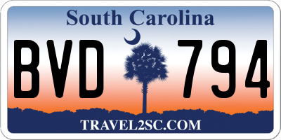 SC license plate BVD794