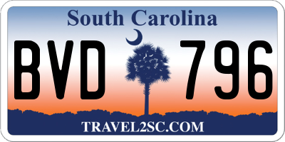 SC license plate BVD796