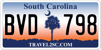 SC license plate BVD798