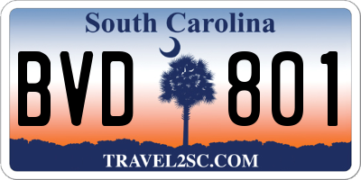 SC license plate BVD801