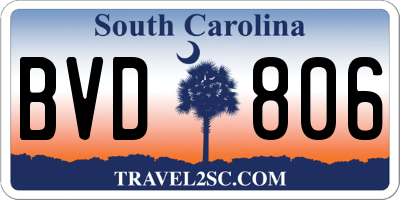 SC license plate BVD806