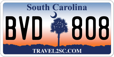 SC license plate BVD808