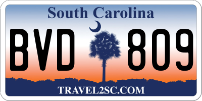 SC license plate BVD809