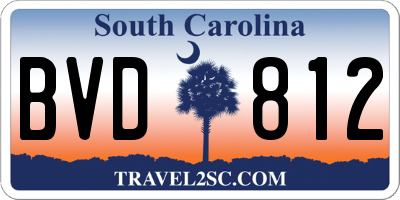 SC license plate BVD812