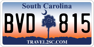 SC license plate BVD815