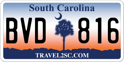 SC license plate BVD816