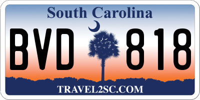 SC license plate BVD818