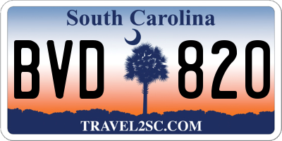 SC license plate BVD820
