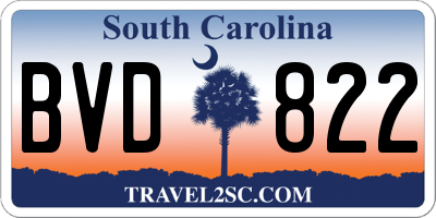 SC license plate BVD822