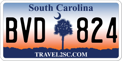 SC license plate BVD824