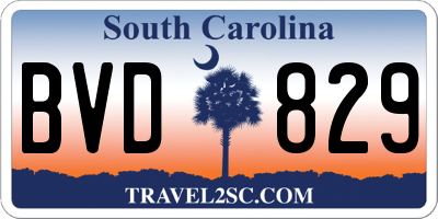 SC license plate BVD829