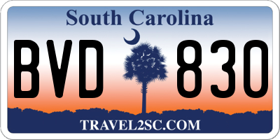 SC license plate BVD830