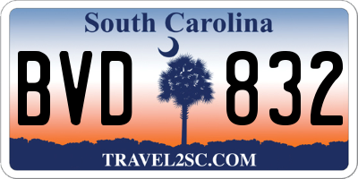 SC license plate BVD832