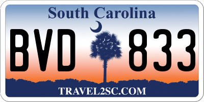 SC license plate BVD833