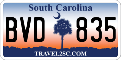 SC license plate BVD835