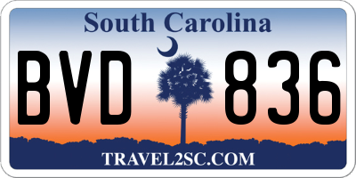 SC license plate BVD836