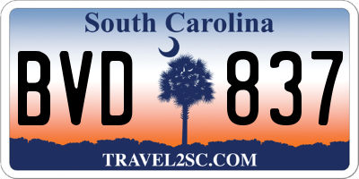 SC license plate BVD837