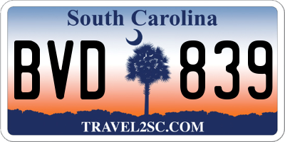 SC license plate BVD839