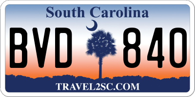 SC license plate BVD840