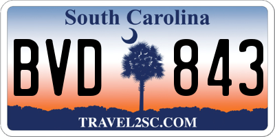 SC license plate BVD843