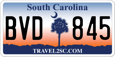 SC license plate BVD845