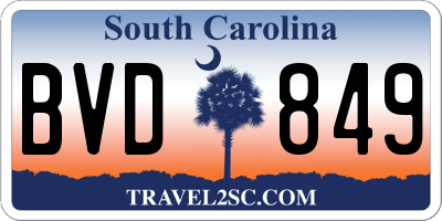 SC license plate BVD849