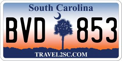 SC license plate BVD853