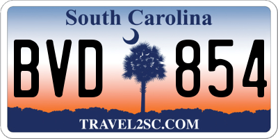 SC license plate BVD854