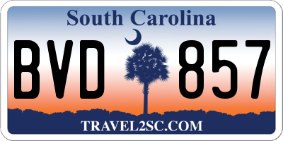 SC license plate BVD857