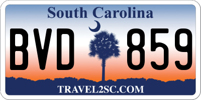 SC license plate BVD859