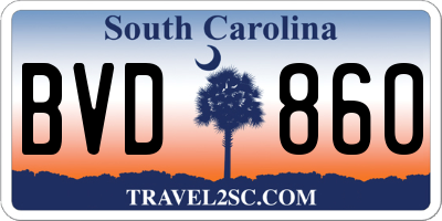 SC license plate BVD860