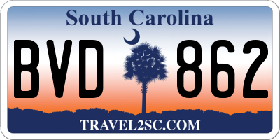 SC license plate BVD862