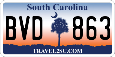 SC license plate BVD863