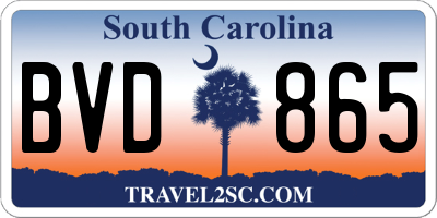 SC license plate BVD865