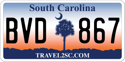 SC license plate BVD867
