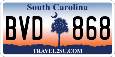 SC license plate BVD868