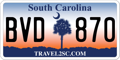 SC license plate BVD870