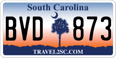 SC license plate BVD873