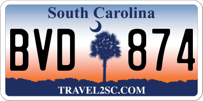 SC license plate BVD874