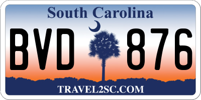 SC license plate BVD876