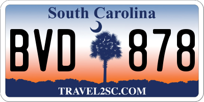 SC license plate BVD878