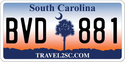 SC license plate BVD881