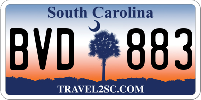 SC license plate BVD883