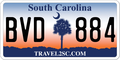 SC license plate BVD884