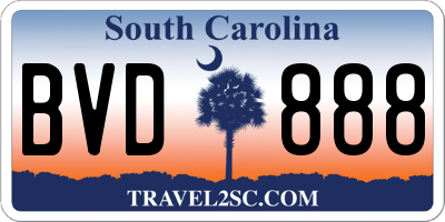 SC license plate BVD888