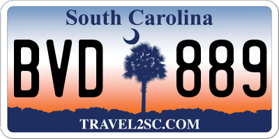 SC license plate BVD889