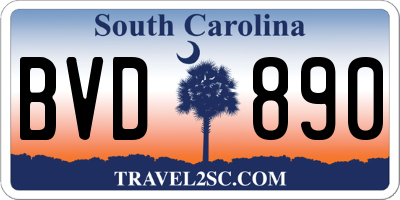 SC license plate BVD890