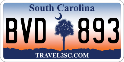 SC license plate BVD893