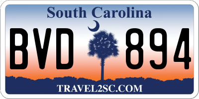 SC license plate BVD894